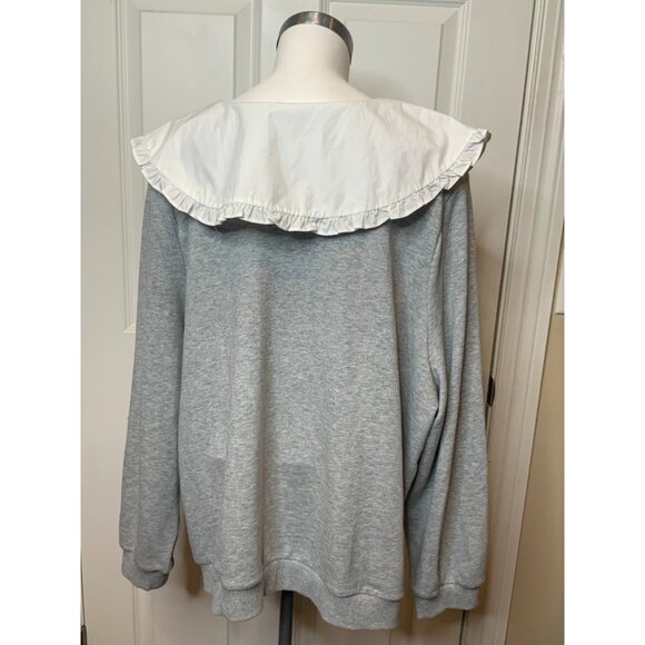 Sandy Liang x Target Gray Long Sleeve Ruffle Collar Sweatshirt, Size 3X - Picture 8 of 10